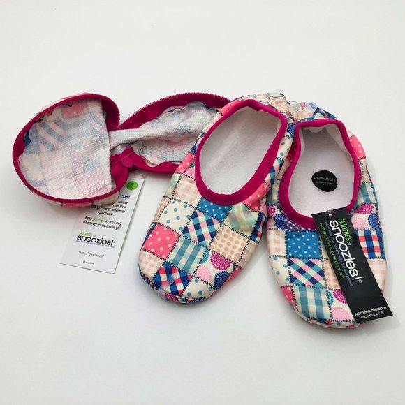 Snoozies Women's Stretch Comfort Travel Pouch Skinnies Patchwork Med 7/8 - Picture 1 of 6